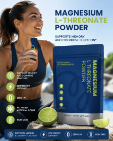 Magnesium L-Threonate Powder 15 Single Serve Sticks Dietary Supplement, Zero Fat Non-GMO No Artificial Color