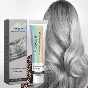 Fashion Silver Hair Dye Cream, Permanent Hair Color Pigment for DIY At-Home Hair Coloring, Rich Color Payoff Hair Dye