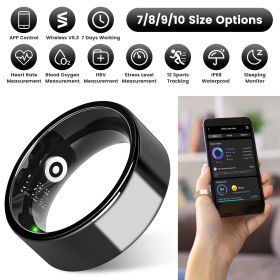 Smart Ring Health Tracker Fitness/Sleep/Stress/HRV Tracker with Charging Case Magnetic Charging Cable for Women & Men Compatible with iOS & Andro (size: Black_9)