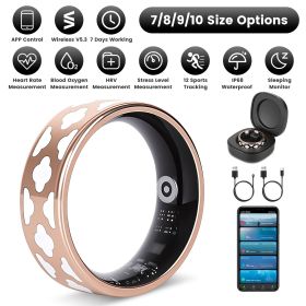Size7/8/9/10 Options -- 1Pc Smart Ring Health Tracker Fitness/Sleep/Stress/HRV Tracker with Charging Case Magnetic Charging Cable for Women & Men (size: Cloud_7)