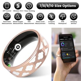 Size7/8/9/10 Options -- 1Pc Smart Ring Health Tracker Fitness/Sleep/Stress/HRV Tracker with Charging Case Magnetic Charging Cable for Women & Men (size: Cloud_9)