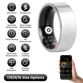 Smart Ring Health Tracker Fitness/Sleep/Stress/HRV Tracker with Charging Case Magnetic Charging Cable for Women & Men Compatible with iOS & Andro (size: Silver_8)