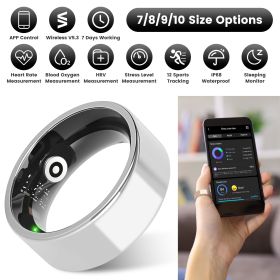 Smart Ring Health Tracker Fitness/Sleep/Stress/HRV Tracker with Charging Case Magnetic Charging Cable for Women & Men Compatible with iOS & Andro (size: Silver_9)