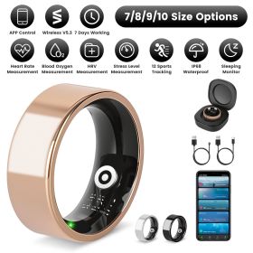 Smart Ring Health Tracker Fitness/Sleep/Stress/HRV Tracker with Charging Case Magnetic Charging Cable for Women & Men Compatible with iOS & Andro (size: RoseGold_10)