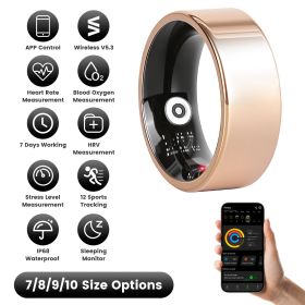 Smart Ring Health Tracker Fitness/Sleep/Stress/HRV Tracker with Charging Case Magnetic Charging Cable for Women & Men Compatible with iOS & Andro (size: RoseGold_8)