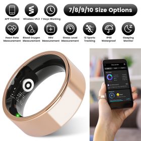 Smart Ring Health Tracker Fitness/Sleep/Stress/HRV Tracker with Charging Case Magnetic Charging Cable for Women & Men Compatible with iOS & Andro (size: RoseGold_9)